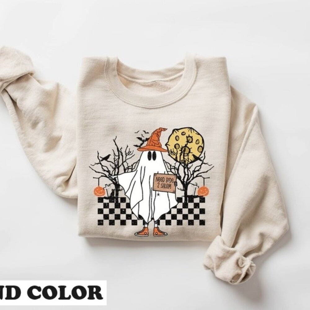 Boo Ghost Cute Halloween Sweatshirt Funny Spooky Ghost Pullover Fall Outfit 05